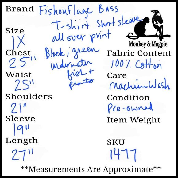 Fishouflage Bass Fishing Short Sleeve Men's XL Shirt Camouflage Fishermen - Picture 8 of 8